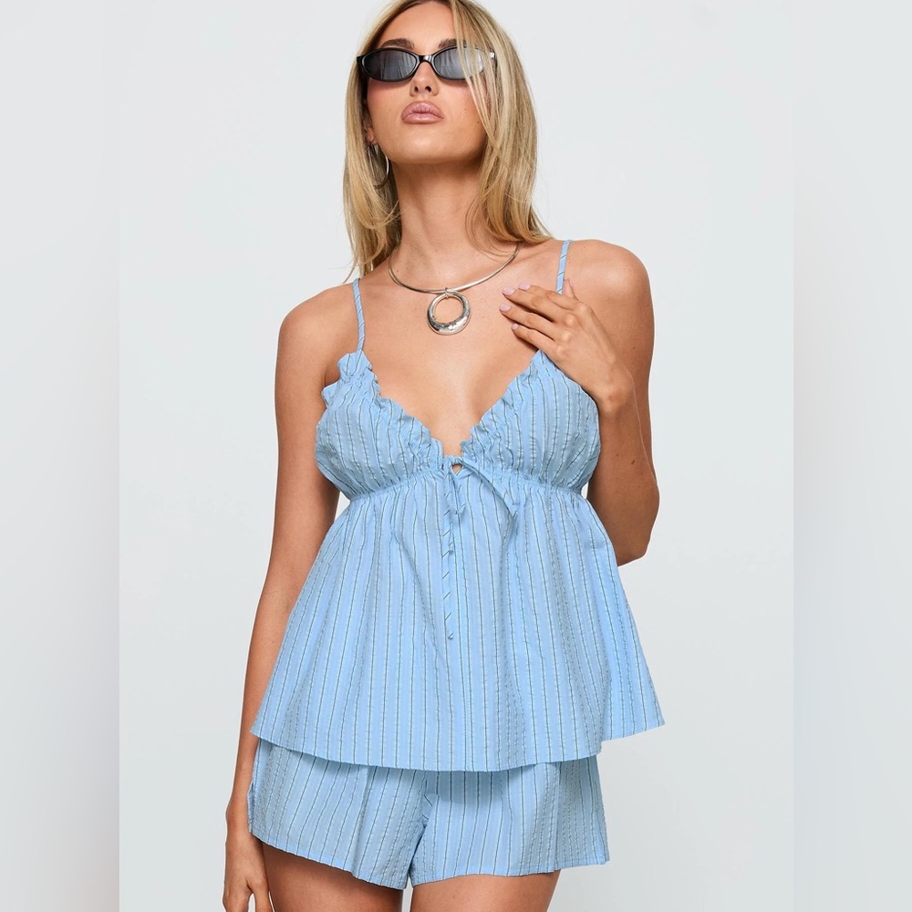 Princess Polly Abigayle Top Blue Stripe 2
